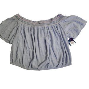 ARIZONA JEAN CO BLUE WOMAN'S BLOUSE TOP SHIRT BLUE 2X RAVON PLUS SIZE